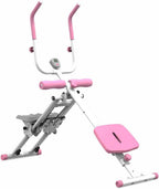 Multi-Function Full-Body Trainer, 2-in-1 Stair Stepper and Ab Machine, Pink, 300 LBS Capacity, LCD Display, Adjustable