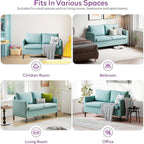 TYBOATLE 51" W Linen Fabric Upholstered Modern Loveseat Sofa Couch for Living Room, Love Seats 2-Seater Furniture w/Iron Legs for Compact Space, Apartment, Bedroom, Dorm, Office, Aqua Blue