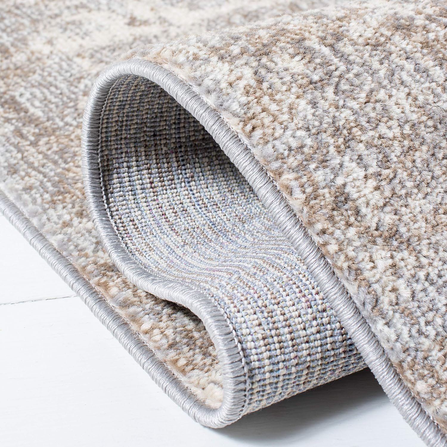 SAFAVIEH Madison Collection X-Large Area Rug - 12' x 15', Grey & Beige, Modern Abstract Design, Non-Shedding & Easy Care, Ideal for High Traffic Areas in Living Room, Bedroom (MAD471G)