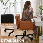 Criss Cross Chair with Flip-Up Arms & Swivel Wheels, Vanity Chair with Adjustable Height & Side Pockets, Comfortable Wide Seat Reclining Computer Office Desk Chairs for Home Office, Make Up, Bed Room