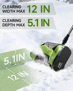 Electric Snow Shovel Cordless .20V | 12-Inch | 4-Ah Cordless Snow Blower  Battery Snow Blower with Directional Plate & Adjustable Front Handle(Battery & Quick Charger Included