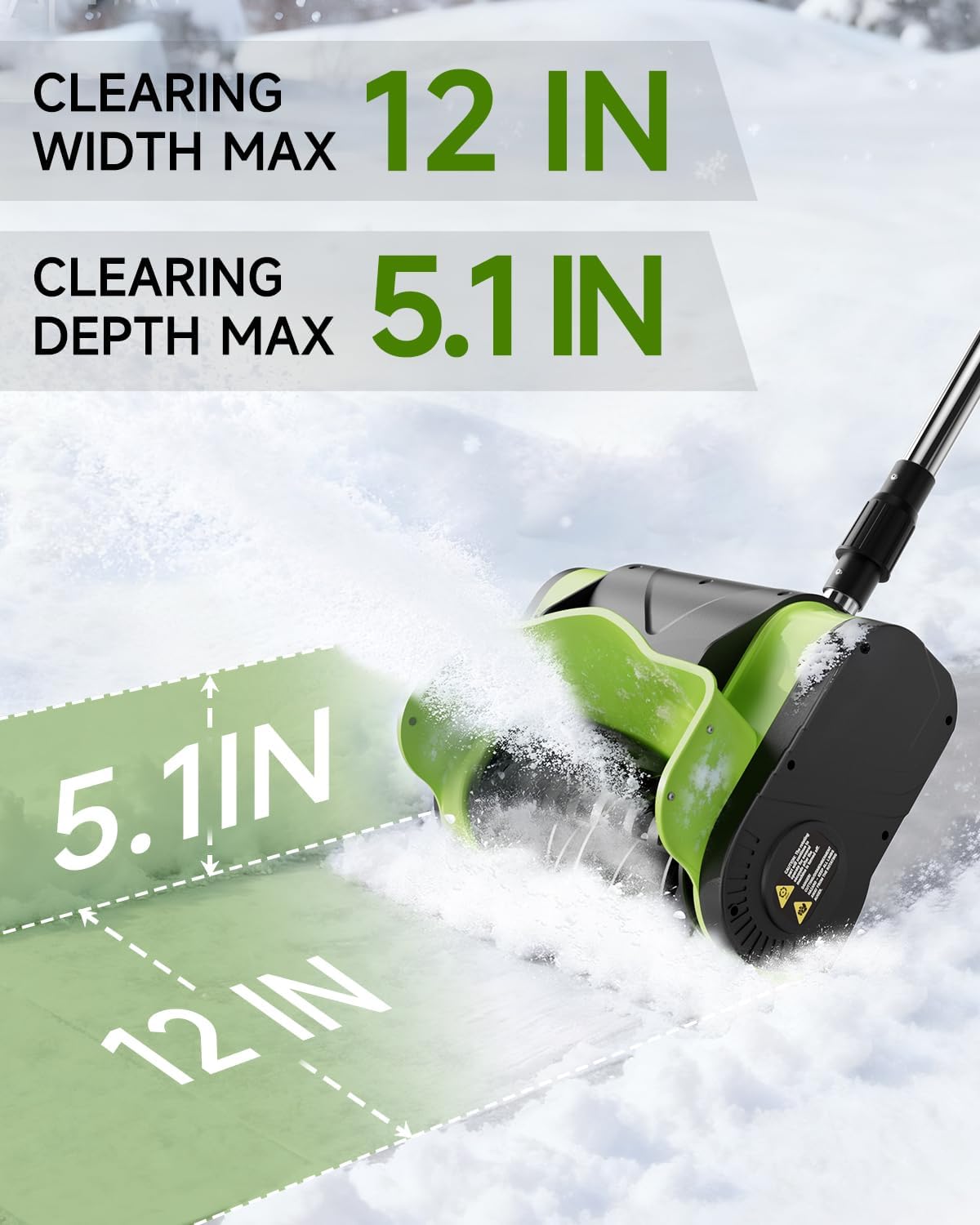 Electric Snow Shovel Cordless .20V | 12-Inch | 4-Ah Cordless Snow Blower  Battery Snow Blower with Directional Plate & Adjustable Front Handle(Battery & Quick Charger Included
