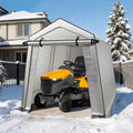 LINKHOO 7 x 10 FT Carport, Portable Shed w/220G Heavy Duty Waterproof PE Tarp, Roll-up Zipper Door & Vent, Weather-Resistant Storage Shed for Motorcycle, Bike and Tools, Gray