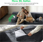 141'' Modular Sectional Sofa, PRO Version U-Shape Boneless Couch, Oversized Deep Seating Cloud Couch, No Assembly, High-Resilience Foam, Soft Corduroy Fabric, for Living Room Apartments Grey | High-Resilience Foam