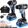Cordless Drill & Impact Driver: DEKOPRO 20V Brushless Power Drill and 20V Brushless Impact Driver Set, Power Tool Set with 2 x 2.0Ah Batteries, Charger, Bag& 52 x Accessories-Blue