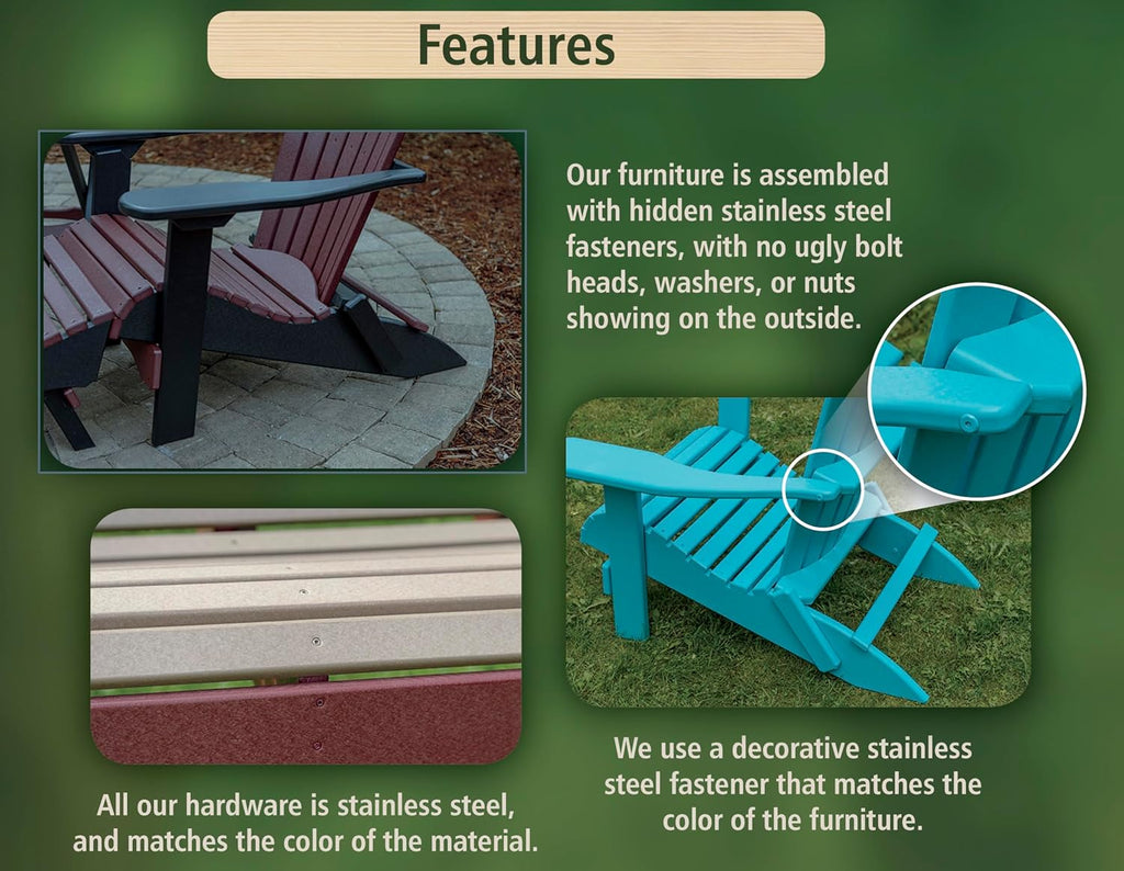 Ecommersify Amish Mission-Style Glider Chair - 2FT (Brown on Black) - Recycled HDPE Poly Lumber - Made in USA - Stainless Steel Outdoor Furniture - 500 lb Capacity with Cup Holders