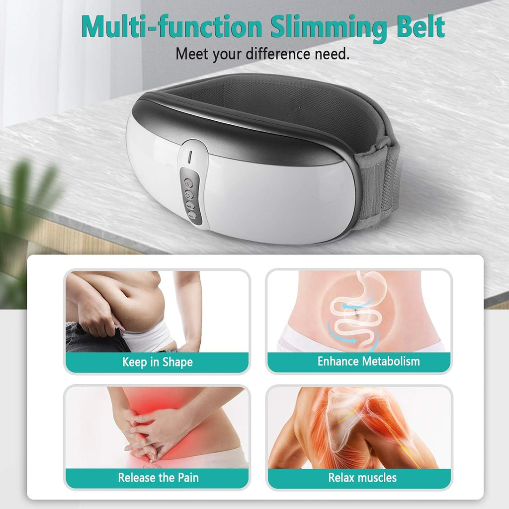 Wireless Slimming Belt, Abdominal Massager Portable Weight Loss Machine with 4 Vibration Massage Modes, Heating, Improve Blood Flow