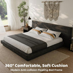 RECCI Cloud King Bed Frame with Extra Wide Headboard, 5 Inch Foam Fully Cushioned Platform, Easy Assembly, No Box Spring Needed