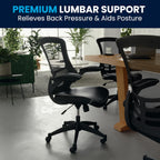 Flash Furniture Kelista Mid-Back Swivel Office Chair with Adjustable Seat Height, Ergonomic Mesh Desk Chair with LeatherSoft Seat, Black