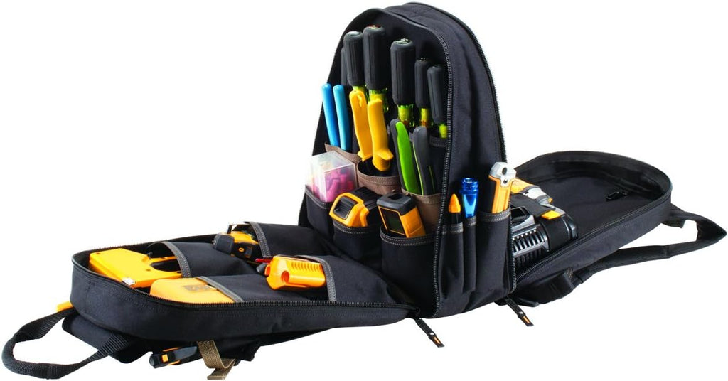 CLC Work Gear 1134 Carpenter's Tool Backpack, 44 Pockets, Padded Back Support, Black
