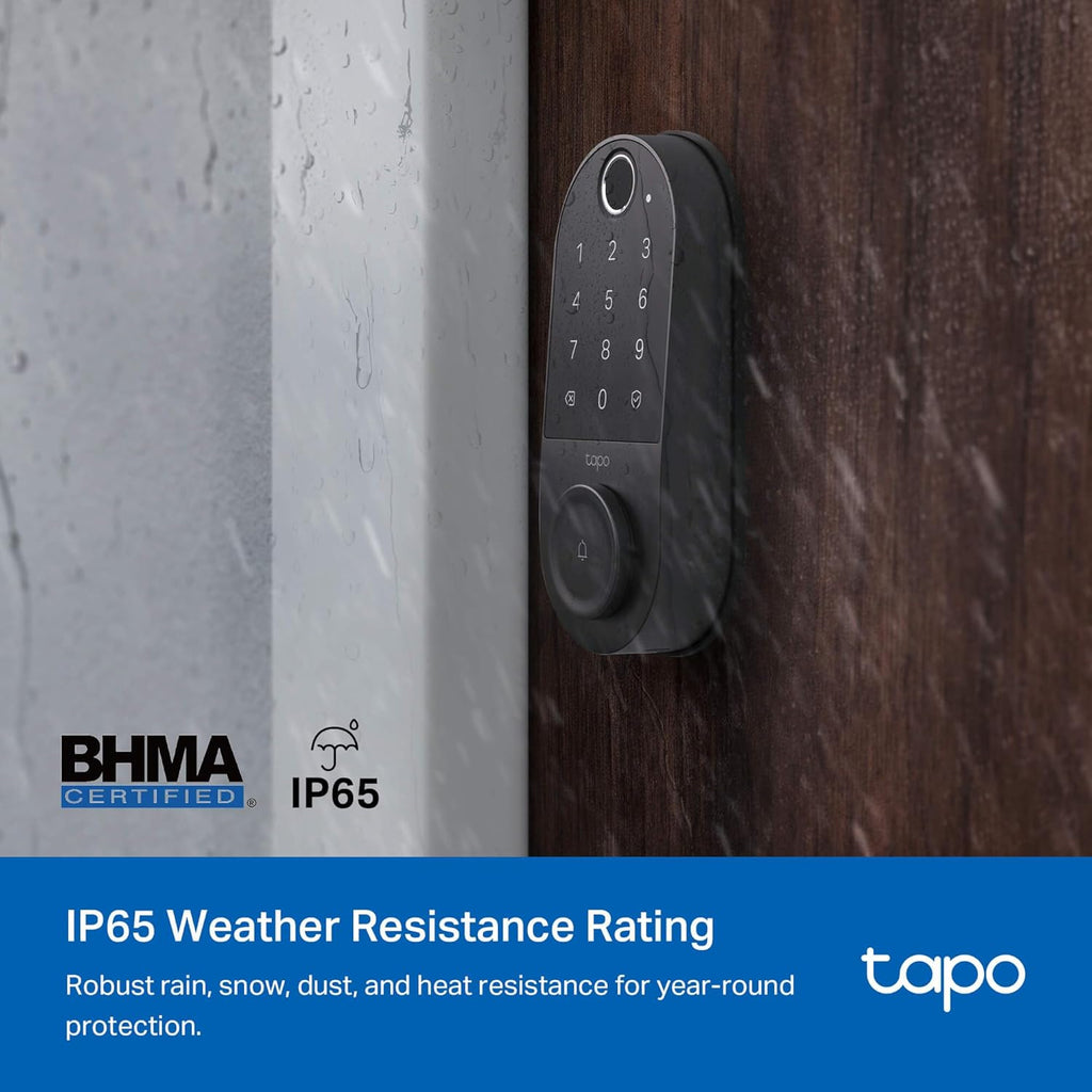 Tapo Smart Door Lock  Deadbolt | Keyless Entry  Fingerprint Recognition  Touchscreen Keypad & in-App Monitoring with Scheduled Access|1-Year Rechargeable Battery |BHMA Grade 2 | DL110