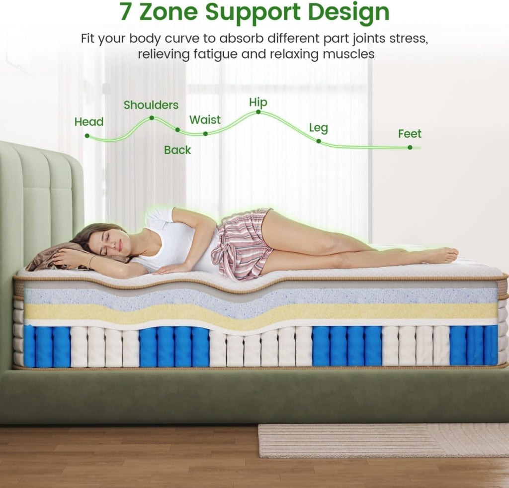 King Mattress, Enhanced 14 Inch King Size Hybrid Mattress in a box with Gel Memory Foam & Independent Pocket Springs, Medium Plush, Pressure Relief, Strong Edge Support, 365-Night Trial, CertiPUR-US