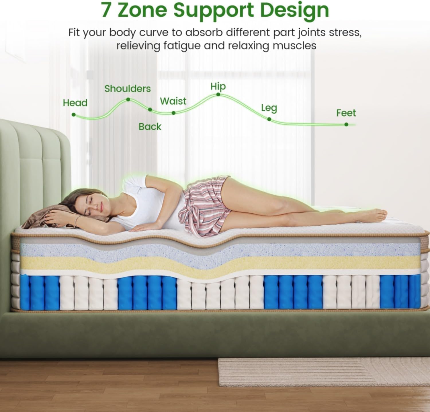 King Mattress, Enhanced 14 Inch King Size Hybrid Mattress in a box with Gel Memory Foam & Independent Pocket Springs, Medium Plush, Pressure Relief, Strong Edge Support, 365-Night Trial, CertiPUR-US