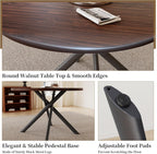 45.3'' Walnut Round Dining Table Set for 4, Mid Century Modern Small Coffee Set for Dining Room Kitchen Apartment (Dark Walnut Table + 4 Black Chairs)