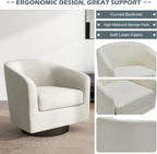 UIXE Swivel Barrel Accent Chairs Set of 2, Fabric Upholstered Armchair Modern Round Club Arm Chair for Living Room, Comfy Single Sofa Seating Bedroom Side Reading Seat - Beige