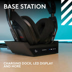Logitech G Astro A50 X Omni-Platform Wireless Gaming Headset + Base Station for PS5  Xbox  PC PLAYSYNC Video & Audio Switcher  HDMI 2.1 4K 120Hz  24hr Battery  2.4GHz & BT-Black (Renewed)