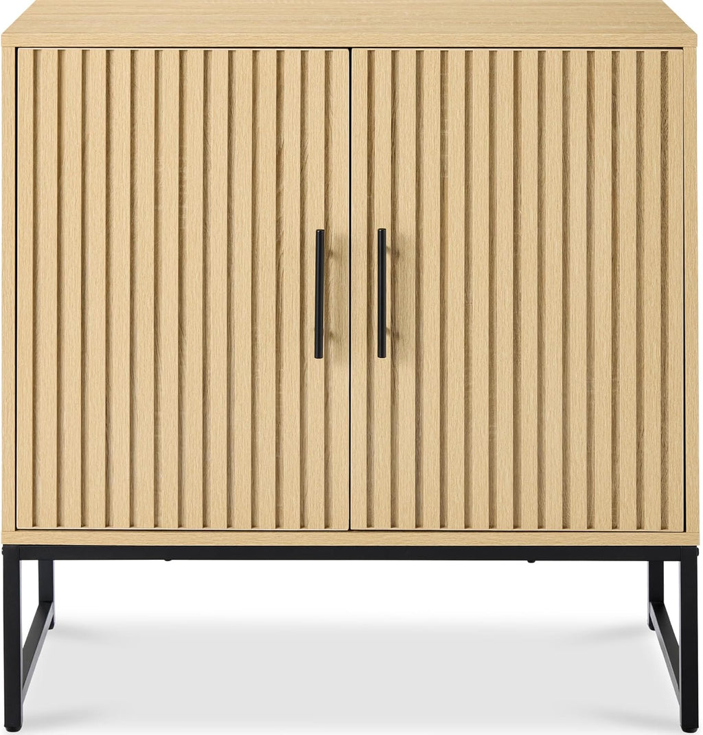 Best Choice Products Slatted Sideboard Buffet Cabinet, Entryway Table, Accent Storage Cabinet, Console Table for Hallway, Living Room, Dining Room – Natural Oak