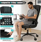 Big and Tall Office Chair with Adjustable Lumbar Support,Breathable Fabric High Back Desk Computer Chair with Adjustable Flip-up Armrests,Ergonomic Swivel PC Chair with Rocking Function