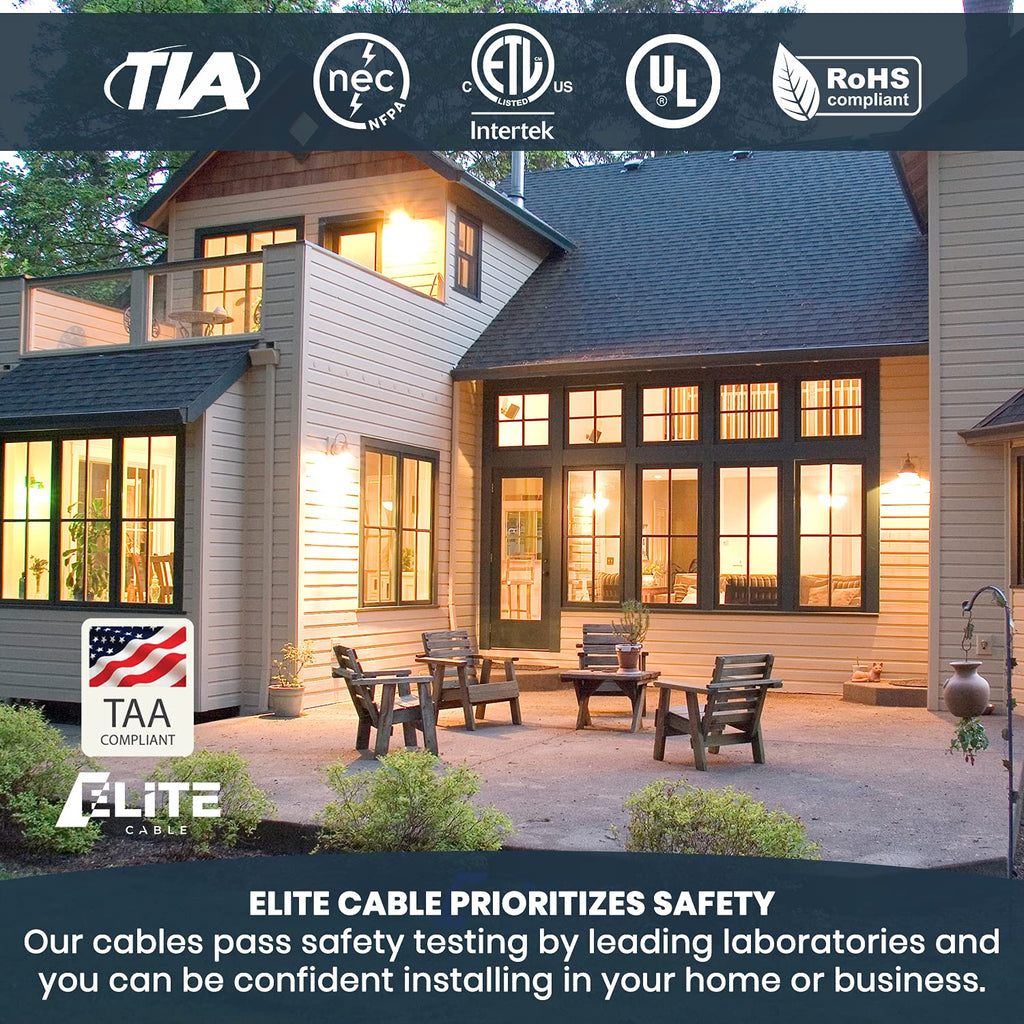 Elite CAT5E Riser (CMR), 1000ft, UTP 24AWG, Solid Bare Copper, 350MHz, UL Certified, Easy to Pull (Reelex II) Box, Bulk Ethernet Cable, White