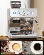 COWSAR 20 Bar Espresso Machine with Grinder & Milk Frother Steam Wand, 58mm Expresso Coffee machines, Commercial Stainless Steel Coffee Maker for Cappuccino and Latte, Perfect for Home and Café Use