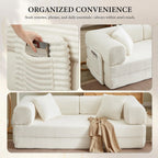 Boneless Couch Folding Couches for Living Room Sofa, Futon Sofa Bed with Sleeper Sofa, Futon Couch with Fixed-Shape Oversized Corduroy Upholstered (White, 81 Inches)