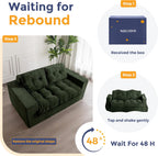 MAXYOYO Loveseat Sofa Couch for Living Room, Boneless Couch with Tufted Cushion & Backrest, Upholstered Floor Sofa for Adults, No Assembly Required, Dark Green