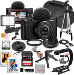 Sony ZV-1F Content Creator's Ultimate Kit: 128GB Extreme Memory  Mic  Video Light  Editing Software U-Grip  and Tripod Bundle (21pc)