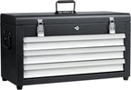 3 Drawers 22" Portable Metal Tool Box, Heavy Duty Toolbox with Double Locking System & Unique Built-in Drawer Lock, Tool Chest Organizer for Workshop, Garage, DIY Office Storage