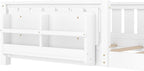 Bellemave Twin Floor Bed with Slats and Safety Guardrail, Twin Size Montessori Floor Bed with Fence and Built-in Bookshelf, Easy Assemble Montessori Beds for Kids, Girls, Boys, White