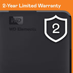 Western Digital WD 1TB Elements Portable External Hard Drive for Windows, USB 3.2 Gen 1/USB 3.0 for PC & Mac, Plug and Play Ready - WDBUZG0010BBK-WESN
