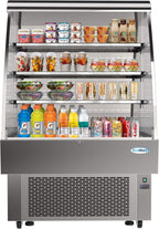 KoolMore - CDA-13C Open Air Merchandiser Grab and Go Refrigerator with LED Lighting and Night Curtain - 13.4 cu.ft