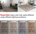 Keen Home Design 9x12 Rug - Machine Washable Area Rug with Non-Slip Backing, Ideal for Living Room, Dining Room, Bedroom - Vintage, Easy Clean, Durable, Low Pile Rug - (9' x 12')