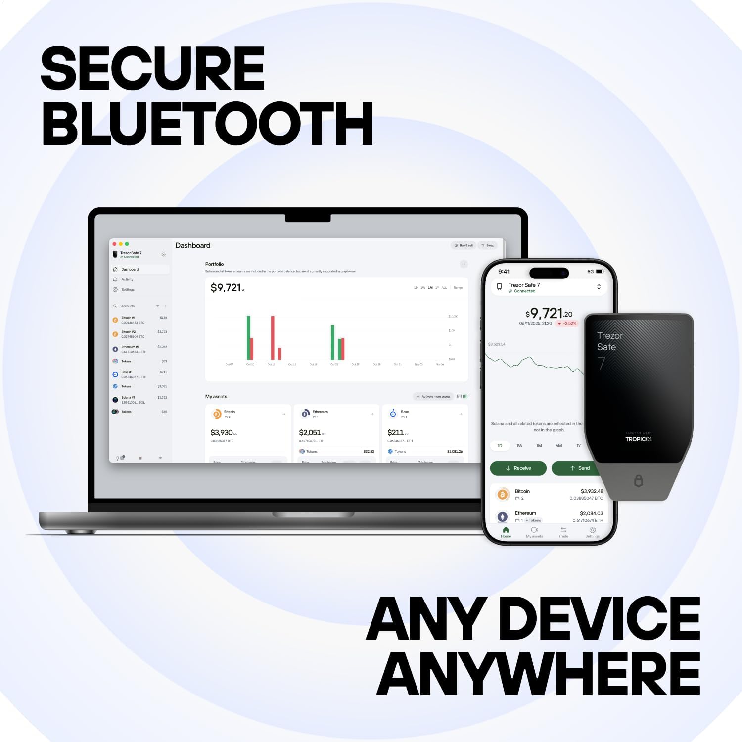 Trezor Safe 7 - Crypto Hardware Wallet with Bluetooth  Color Touchscreen  Transparent Secure Element  Quantum-Ready (Charcoal Black)