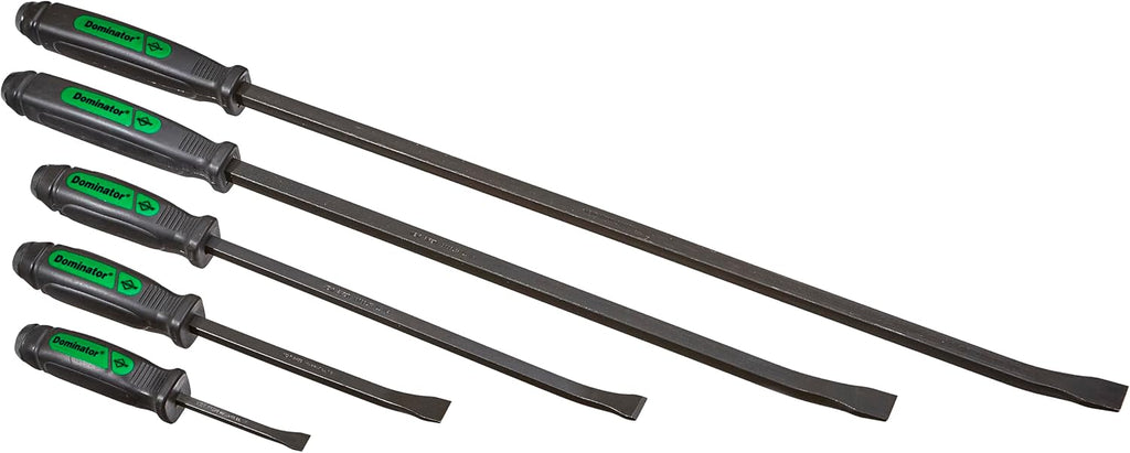 Mayhew Tools 61366GN Dominator Pry Bar Set, 8", 12", 17", 25" & 31" Curved Pry Bars, Green