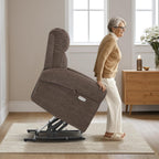MCombo Dual Motor Power Lift Recliner Chair with Massage and Heat for Elderly, USB Ports, Lay Flat, Fabric 7666 (Dark Brown)