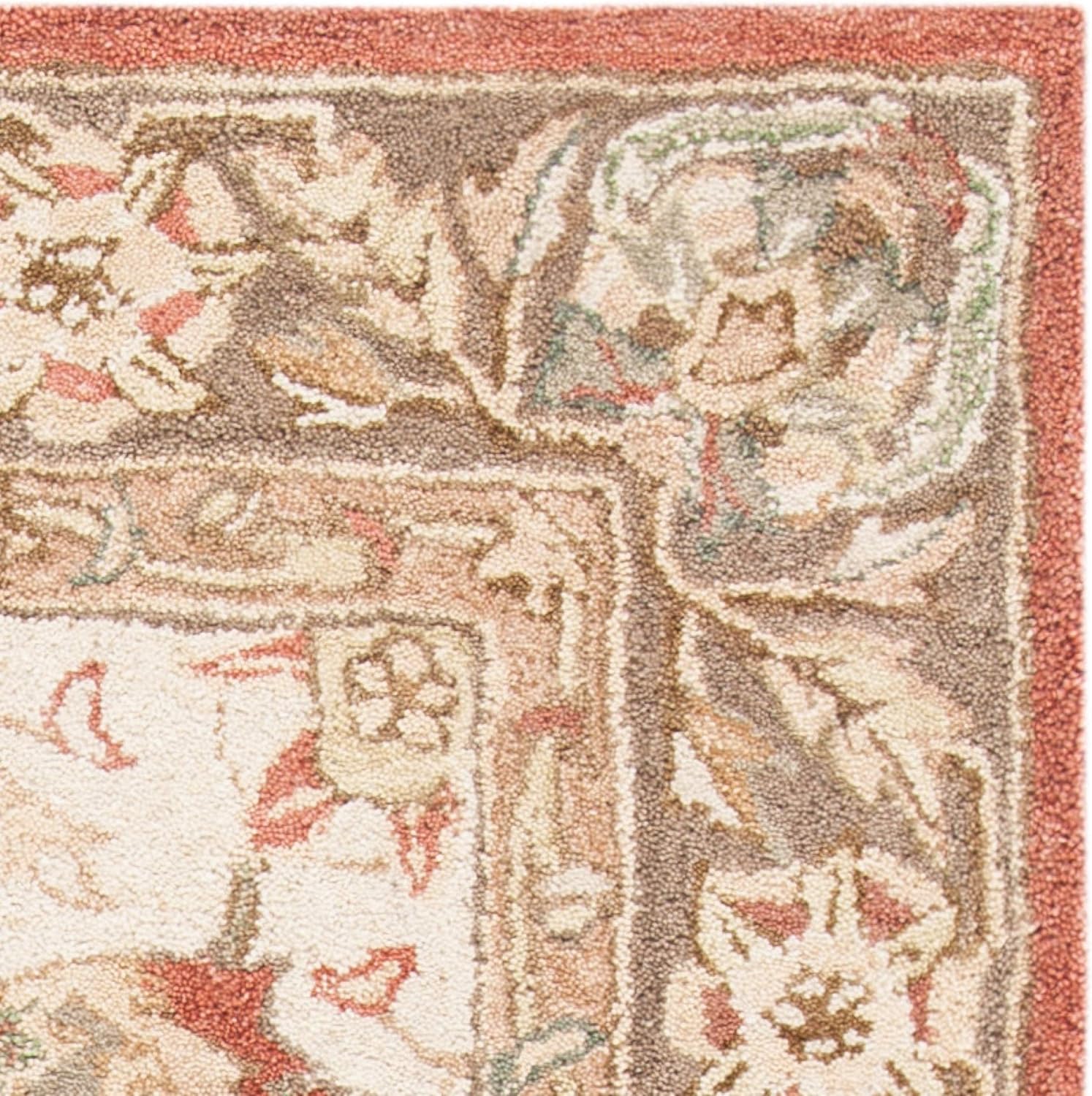 SAFAVIEH Anatolia Collection Area Rug - 8' x 10', Beige & Rust, Handmade Traditional Oriental Wool, Ideal for High Traffic Areas in Living Room, Bedroom (AN512E)