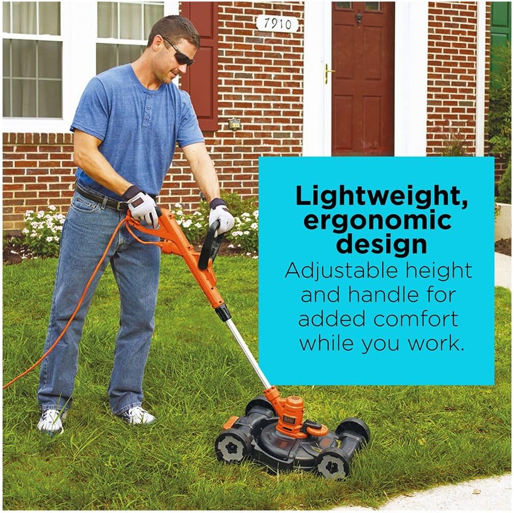 BLACK+DECKER 3-in-1 String Trimmer/Edger & Lawn Mower, 6.5-Amp, 12-Inch, Corded (MTE912)