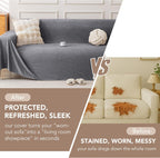 Waterproof Couch Covers for 4 Cushion, Non Slip Cat-Scratch Resistant Sofa Couch Covers for Dogs, L Shape Sectional Protectors Slipcovers, Large Furniture Covers for Pets, 91" x 150", Grey