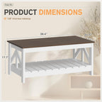 YESHOMY Farmhouse Coffee Table, Coffee Tables for Living Room, Farmhouse Square Coffee Table with Storage, Couch Table, Small Tables for Small Spaces, Brown and White