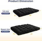 MAXYOYO 6" Futon Mattress Full Size, Tufted Futons Sofa Couch Bed with Twisted Rope Design Edging, Thick Corded Fabric Floor Mattress for Adults, Shredded Foam Filling (Frame Not Included), Black