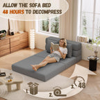 Folding Sofa Bed, Convertible Sleeper Chair & Couch Bed with Pillow, One-Piece High-Density Sponge Mattress, Multi-Purpose Floor Sofa for Living Room, Office, Dorm, Apartment, Grey, Single