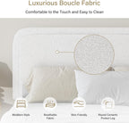 BarnFurin Queen Bed Frame with Headboard, Boucle Upholstered Platform Bed Frame, Luxurious Soft Rounded Corners, No Box Spring Required, Non-Slip and Noise-Free, Easy Assembly, White