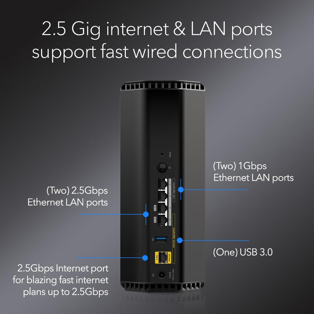 NETGEAR Nighthawk WiFi 7 Router (BE9300) – Router Only  9.3Gbps Wireless Speed  2.5 Gigabit Internet Port  Tri-Band for Gaming  Covers 2 500 sq. ft.  100 Devices  VPN – Free Expert Help