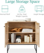 Best Choice Products 2-Door Rattan Storage Cabinet, Accent Furniture, Multifunctional Cupboard for Living Room, Hallway, Kitchen, Sideboard, Buffet Table w/Non-Scratch Foot Pads - Natural