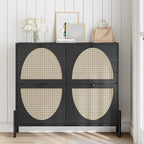 IRONCK Rattan Shoe Cabinet Storage with 4 Flip Drawers, Freestanding Shoe Storage Organizer Cabinet for Entryway, Narrow Shoe Rack Cabinet, Matte Black