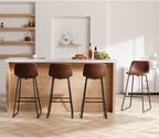 HeuGah Bar Stools, 30" Bar Height Stools Set of 4,Faux Leather Bar Stools with Back, Industrial Bar Height Barstool with Metal Legs Modern Counter Stool for Kitchen Island