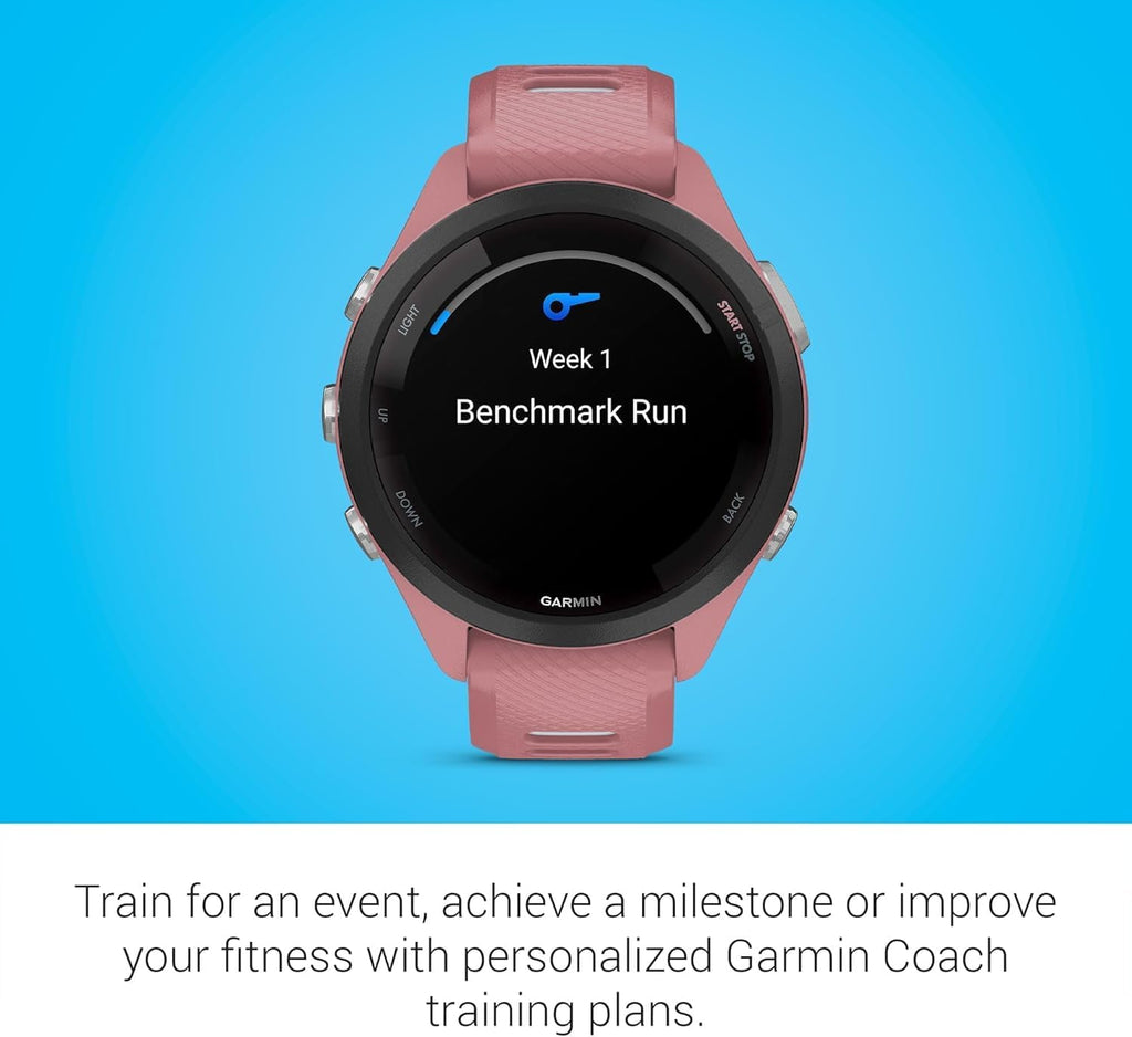 Garmin Forerunner 265S Running Smartwatch  Colorful AMOLED Display  Training Metrics and Recovery Insights  Light Pink and Powder Gray (Renewed)