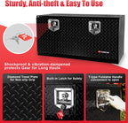 FORWODE 36x17x18 Inch Underbody Truck Tool Box Aluminum Trailer Tool Box with Lock & Foldable T-Handle Waterproof Truck Storage Box for Pickup Truck, Trailer, RV, ATV, Indoor（BLACK）