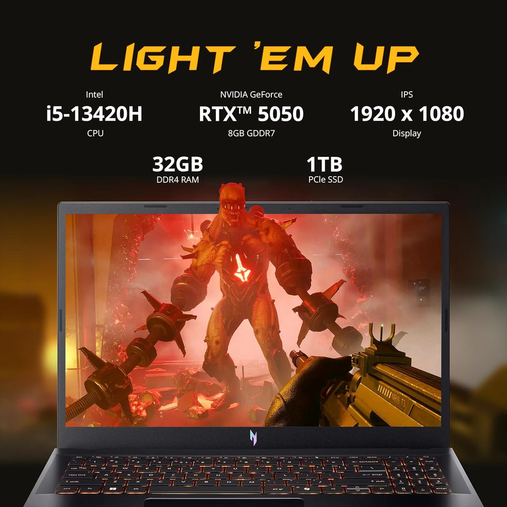 acer Nitro V 15.6" FHD IPS 165Hz Gaming Laptop  Intel Core i5-13420H  NVIDIA GeForce RTX 5050 8GB GDDR7  32GB RAM  1TB SSD  Backlight Keyboard  Wi-Fi 6  Win 11 Pro  Black  1TB Docking Station Set