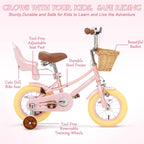 Glaf Kids Toddler Bike 12 14 16 20 Inch Girls Bike with Training Wheels Age 2-12 Years Old Toddler Girls Bike with Basket and Doll Seat Adjustable Seat